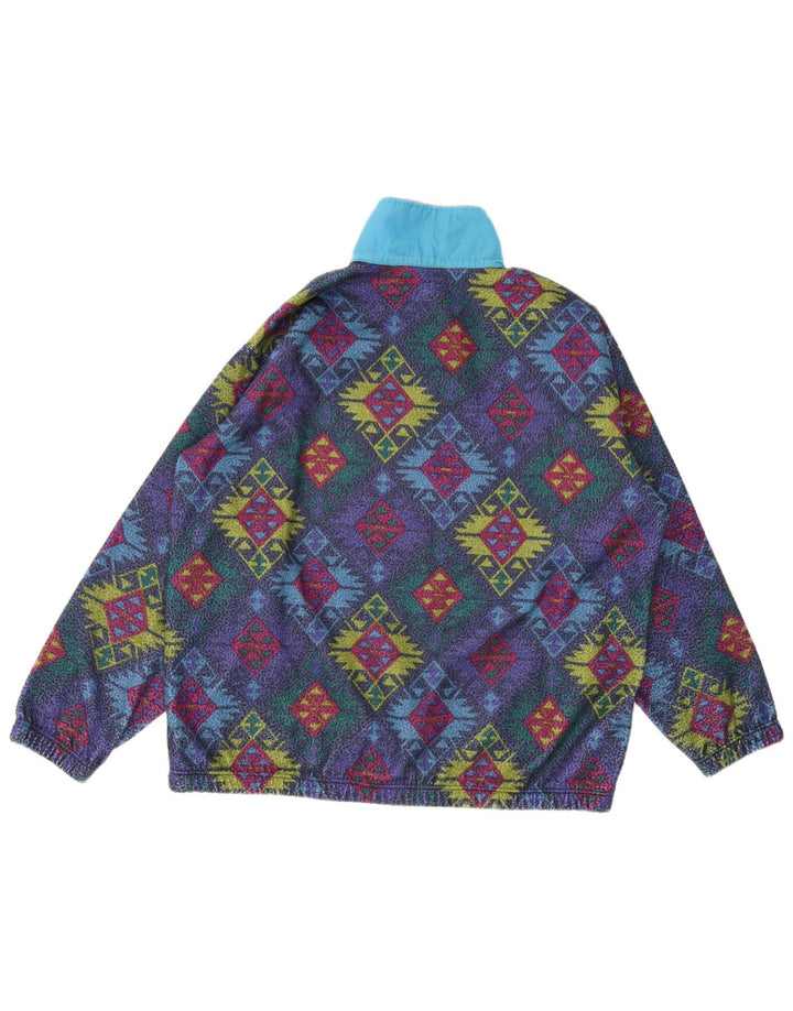Męski sweter polarowy w stylu vintage, zapinany na guziki, XL, wielobarwny, geometryczny