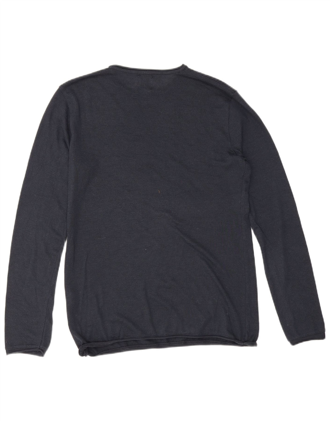 Męski sweter z okrągłym dekoltem Zara, mały, granatowy, bawełniany