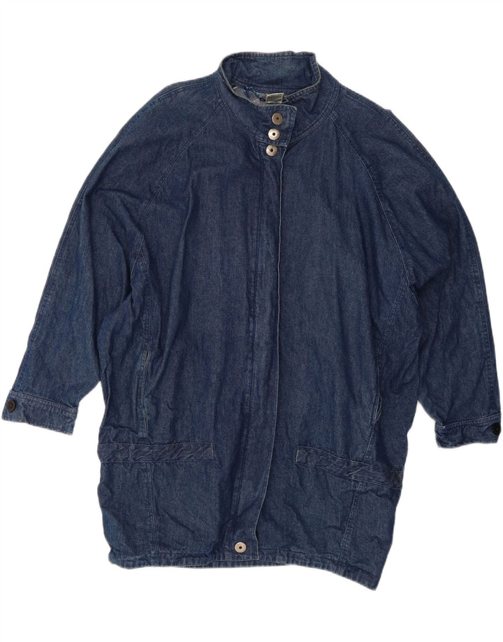 Vintage damski płaszcz dżinsowy oversize EU 42, duży, niebieski, bawełniany