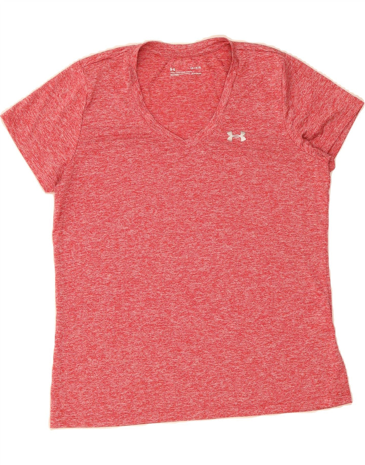 UNDER ARMOUR Mens Heat Gear T-Shirt Top Large Red Flecked Polyester Vintage Under Armour and Second-Hand Under Armour from Messina Hembry 