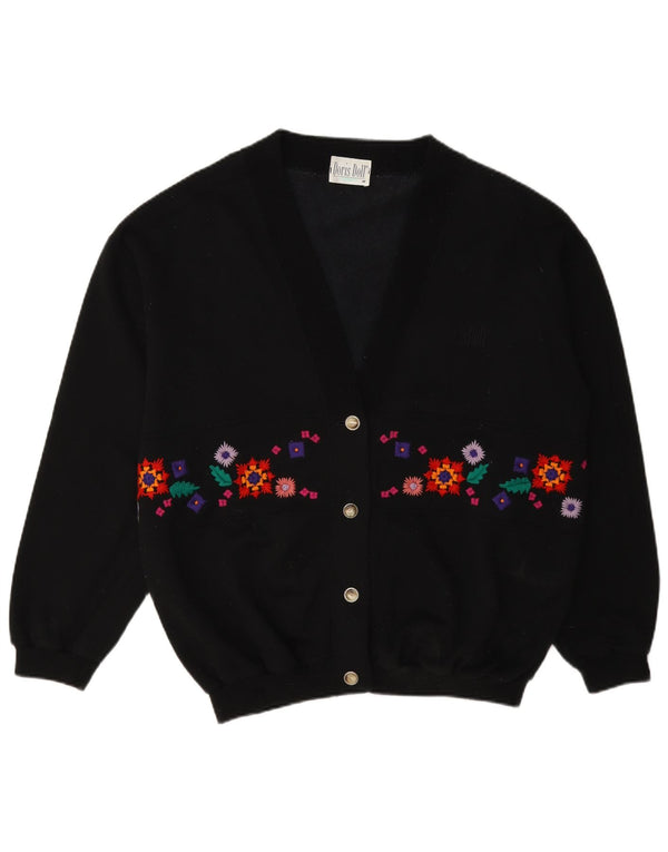 Sweter damski w stylu vintage, UK 14, średni czarny, kwiatowy, bawełniany