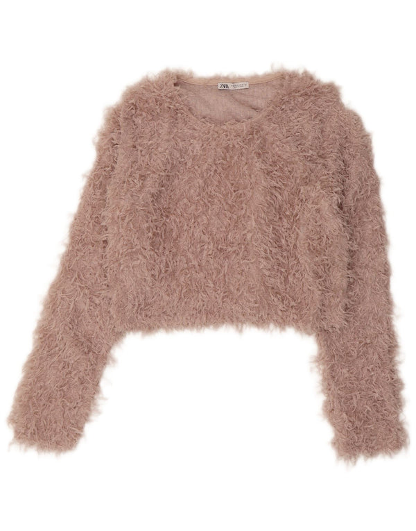 Damski sweter Zara z dekoltem w łódkę, UK 12, średni różowy poliester