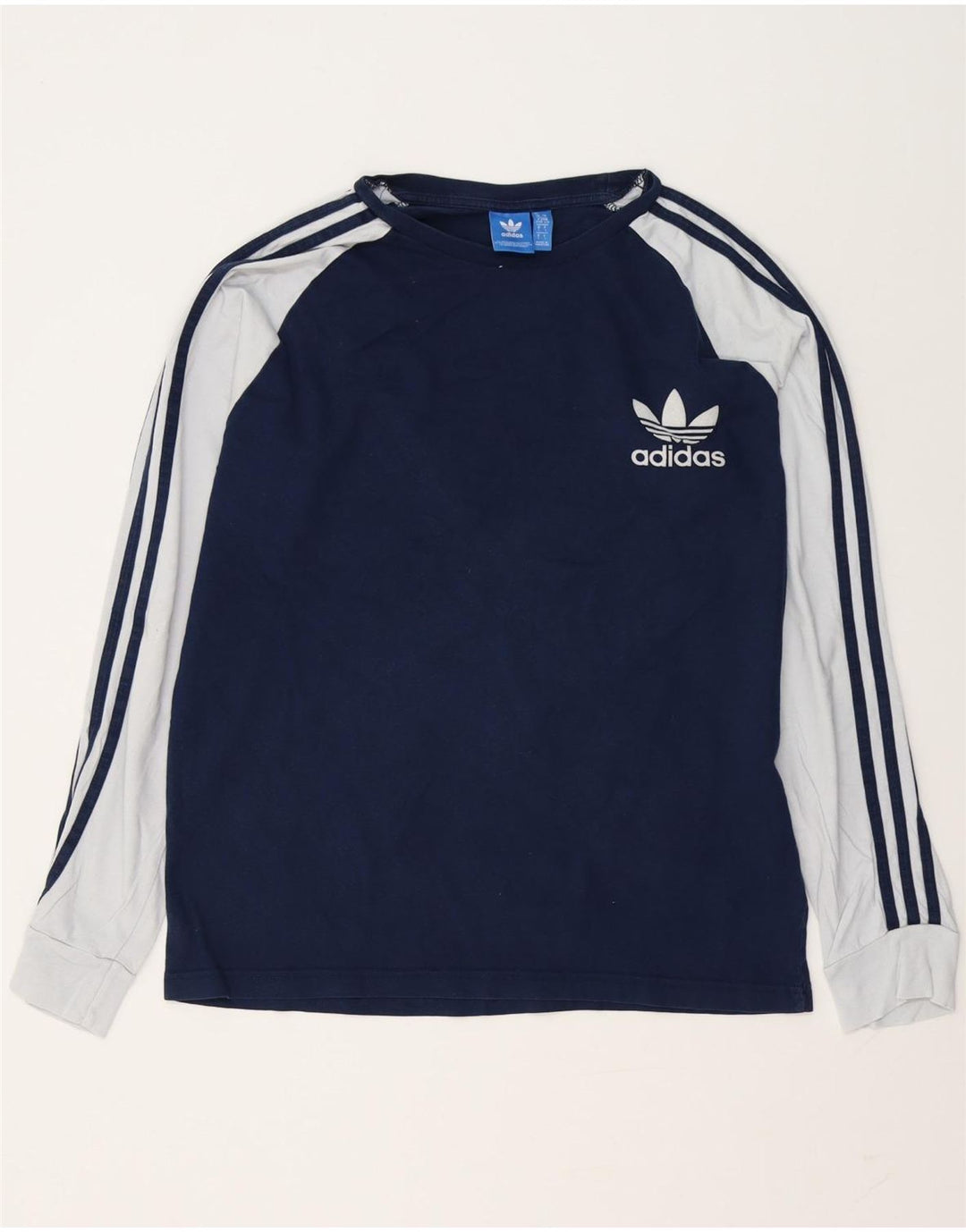 Męski top ADIDAS z grafiką, długim rękawem, duży, granatowy, bawełniany w bloki kolorów