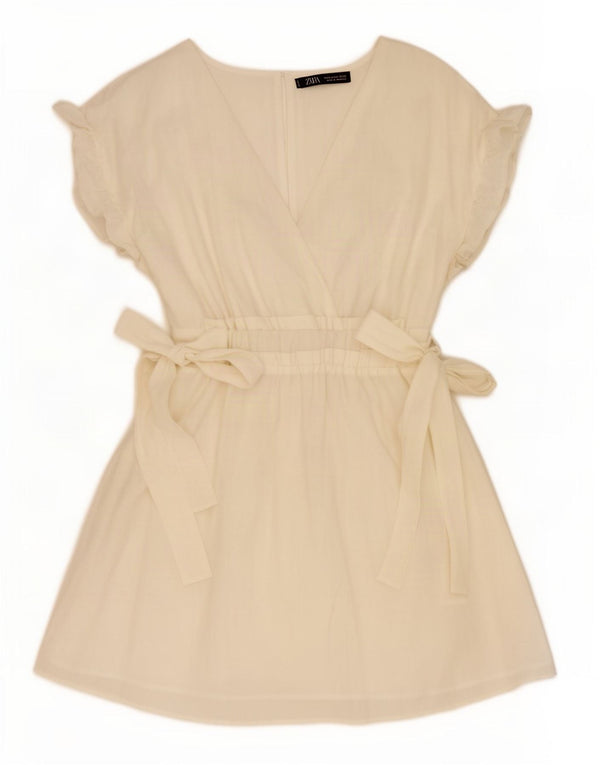 Damska sukienka o linii A Zara UK 12 Medium Off White Lyocell