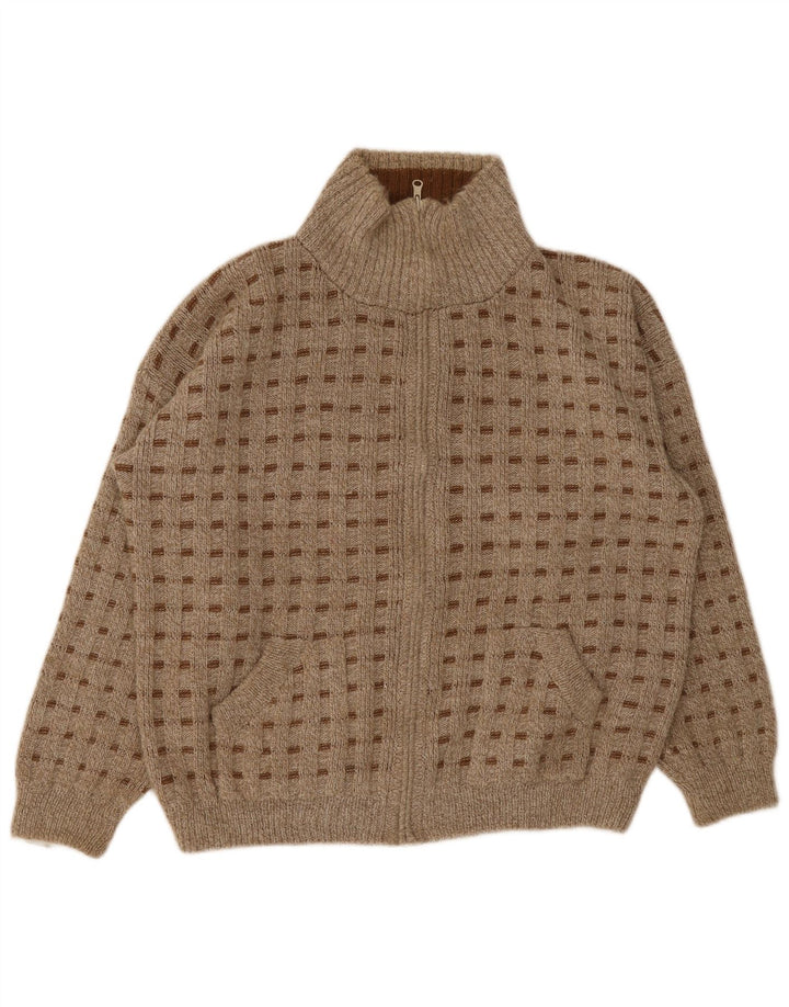 Vintage męski sweter rozpinany XL w brązowe cętki