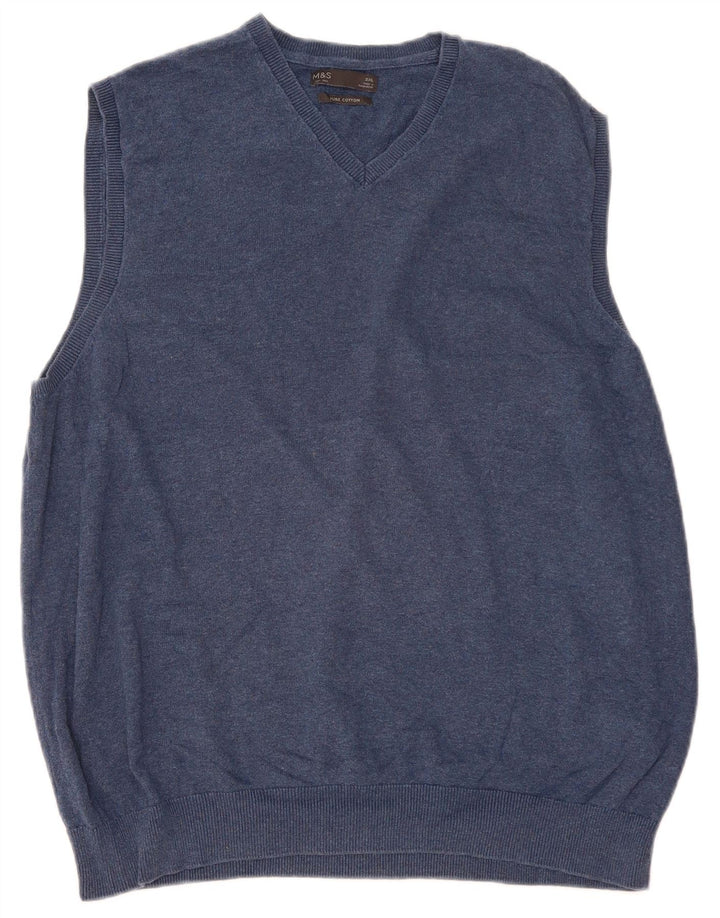Marks & Spencer Męski podkoszulek bez rękawów, 2XL, granatowy, bawełniany