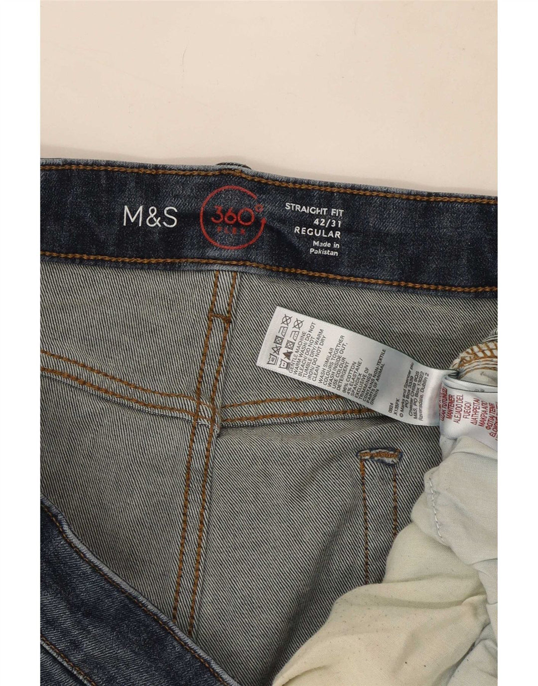 Męskie jeansy Marks & Spencer Regular Straight W42 L31 Granatowe, bawełniane