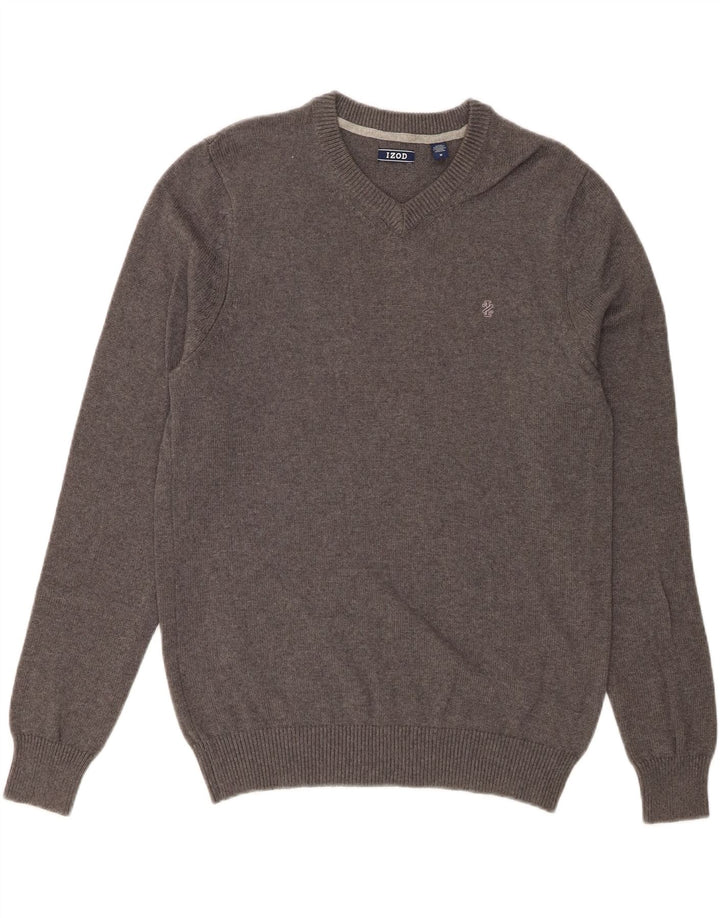 IZOD Mens V-Neck Jumper Sweater Medium Grey Cotton Vintage Izod and Second-Hand Izod from Messina Hembry 