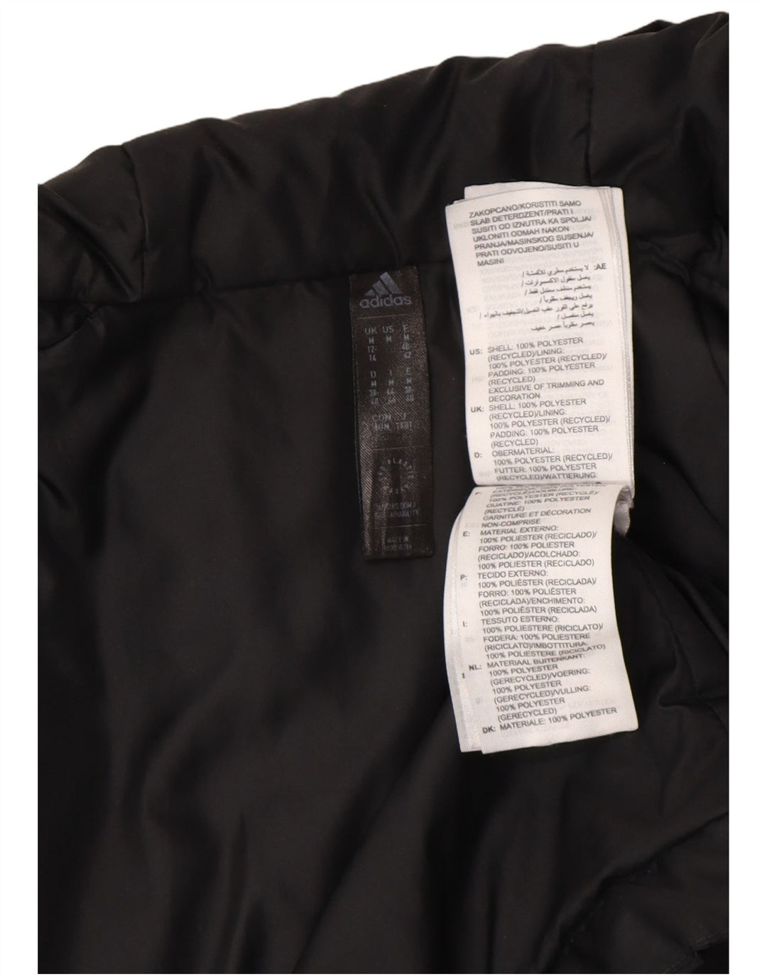 Damska wyściełana kurtka z kapturem Adidas UK 12/14 Średni czarny poliester