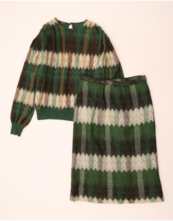 STIZZOLI Damski komplet dwuczęściowych spódnic z dzianiny UK 12 Medium W28 Zielona wełna Chevron