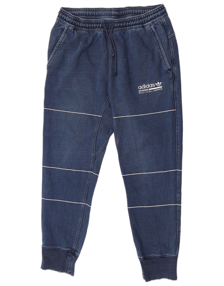 Męskie spodnie dresowe Adidas, duże, niebieskie paski, bawełniane