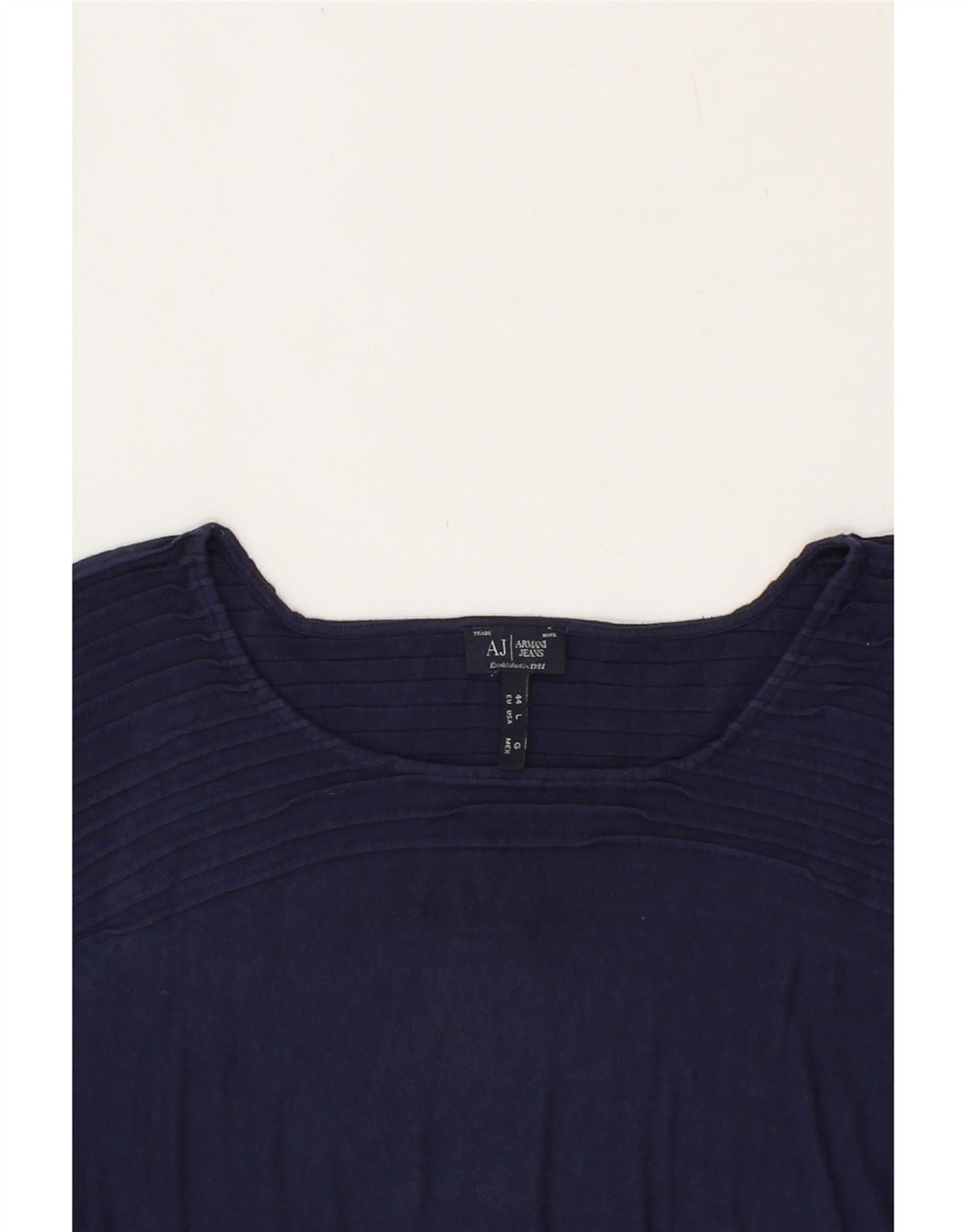 ARMANI JEANS Womens Top 3/4 Sleeve US 10 Large Navy Blue Viscose Vintage Armani Jeans and Second-Hand Armani Jeans from Messina Hembry 