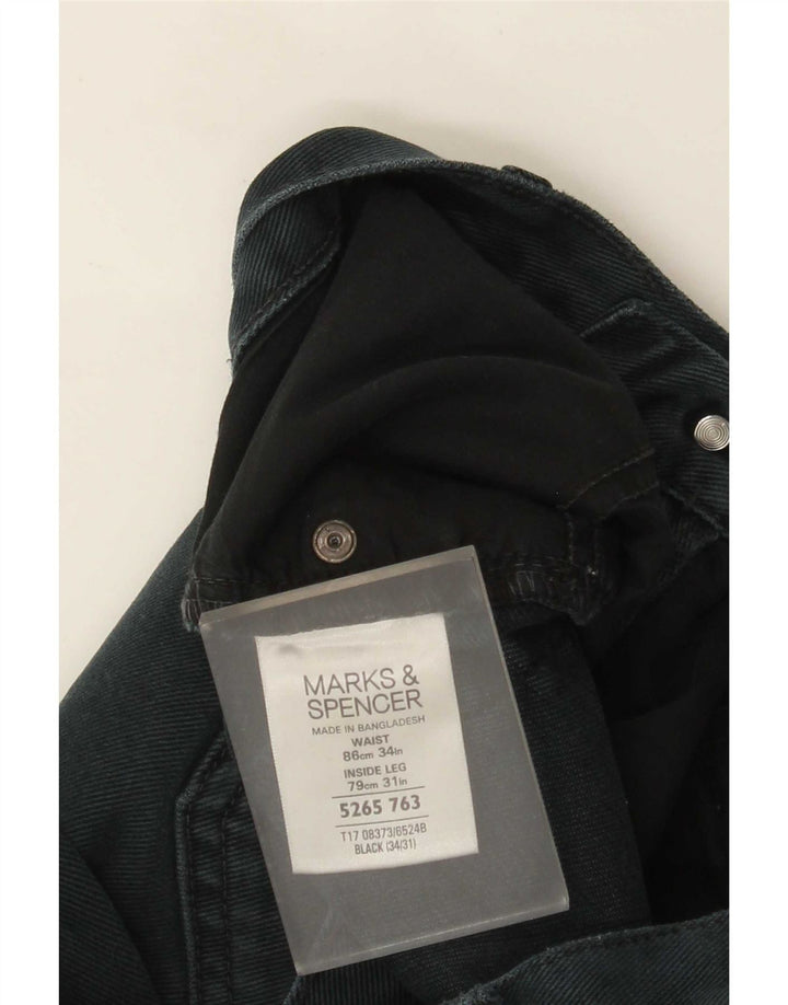 Marks & Spencer Męskie proste dżinsy w trudnej sytuacji W34 L31 Czarne bawełniane