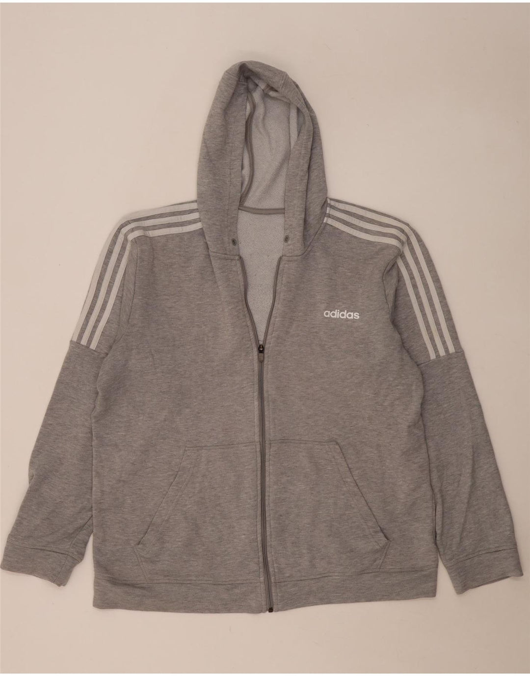 Adidas Męski sweter z kapturem i zamkiem błyskawicznym XL Szary poliester