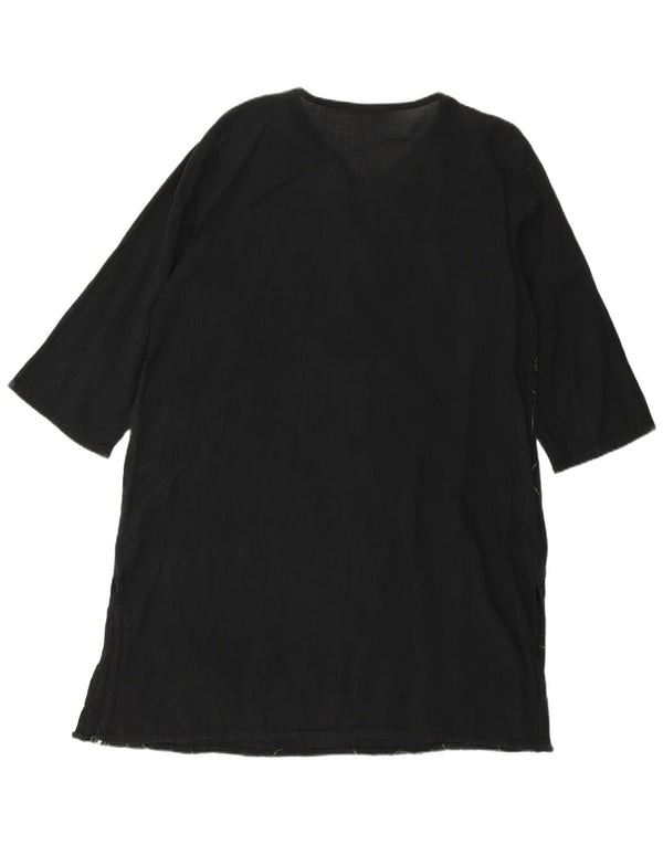 VINTAGE Damska sukienka-tunika z rękawem 3/4 UK 18 XL, czarna w kwiaty