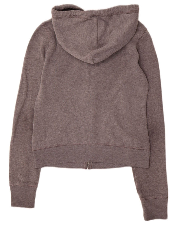 Damski sweter z kapturem i zamkiem Hollister Crop Graphic UK 6 XS, szary, bawełniany