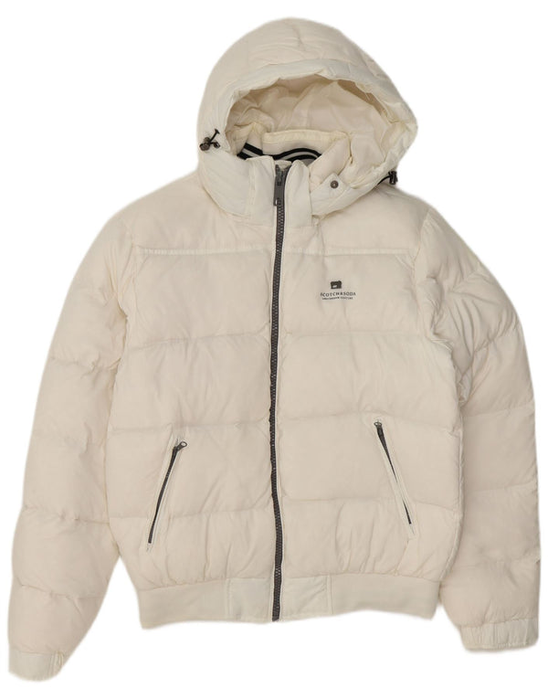 Wyściełana kurtka męska z kapturem Scotch & Soda Amsterdam Couture UK 40, duża, biała