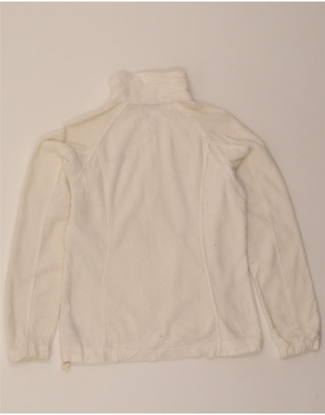 COLUMBIA Womens Fleece Jacket UK 14 Medium Off White Polyester Vintage Columbia and Second-Hand Columbia from Messina Hembry 