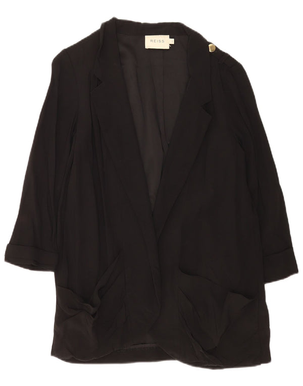 Damska, oversize'owa, otwarta marynarka Reiss UK 10 Small Black Acetate