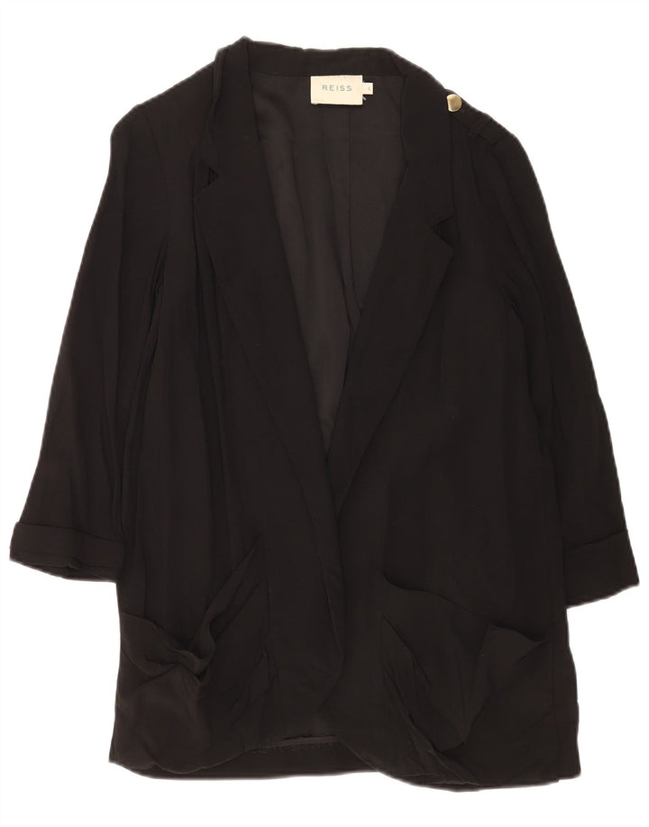 Damska, oversize'owa, otwarta marynarka Reiss UK 10 Small Black Acetate