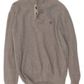 CREW CLOTHING Męski sweter zapinany na guziki, duży, szary, bawełniany