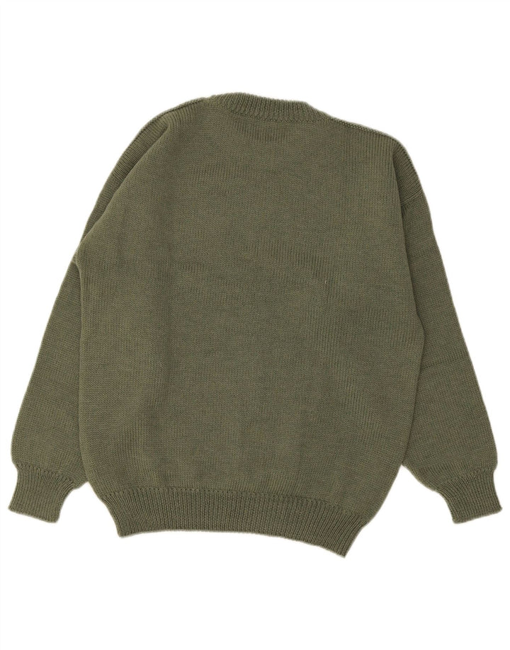 Vintage męski sweter z okrągłym dekoltem IT 50 średni zielony