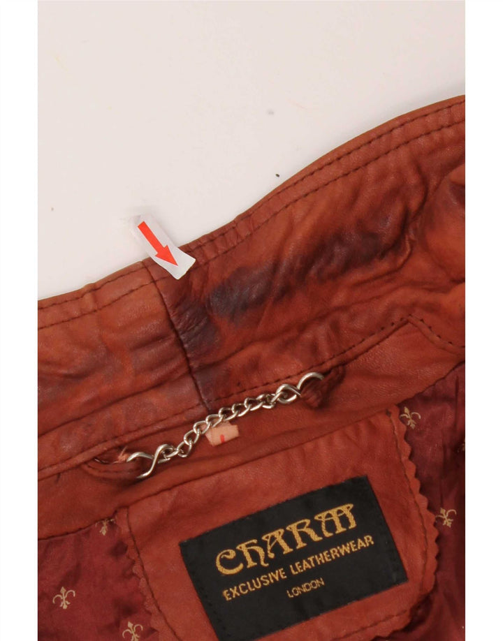 Vintage damska kurtka skórzana typu Crop Oversize UK 16, duża brązowa