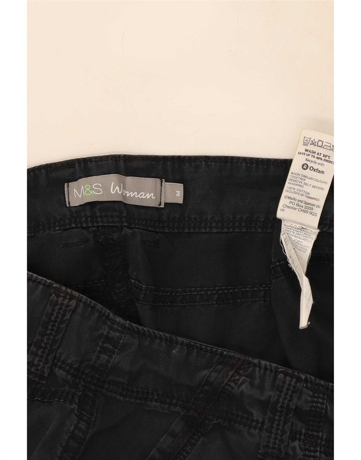 Marks & Spencer Damskie proste spodnie cargo, średnie W34 L30, czarne, bawełniane