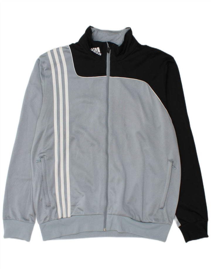 Adidas Męska bluza dresowa UK 40/42 Średni szary poliester z blokami kolorów