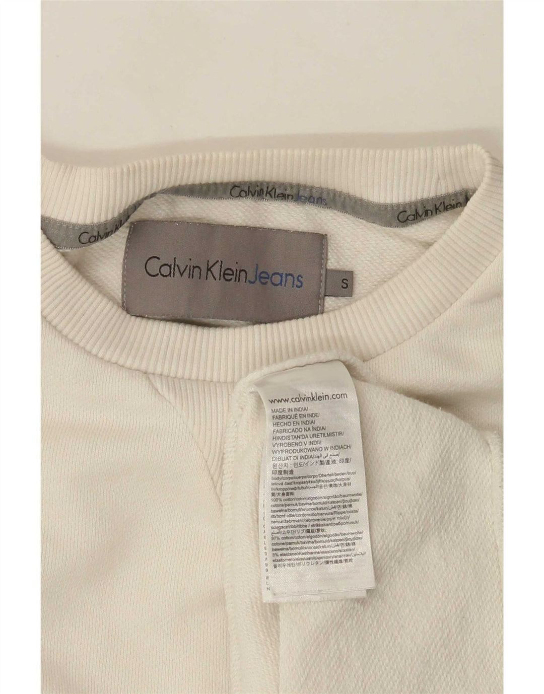 Męska bluza z grafiką Calvin Klein Jeans, mała, biała, bawełniana