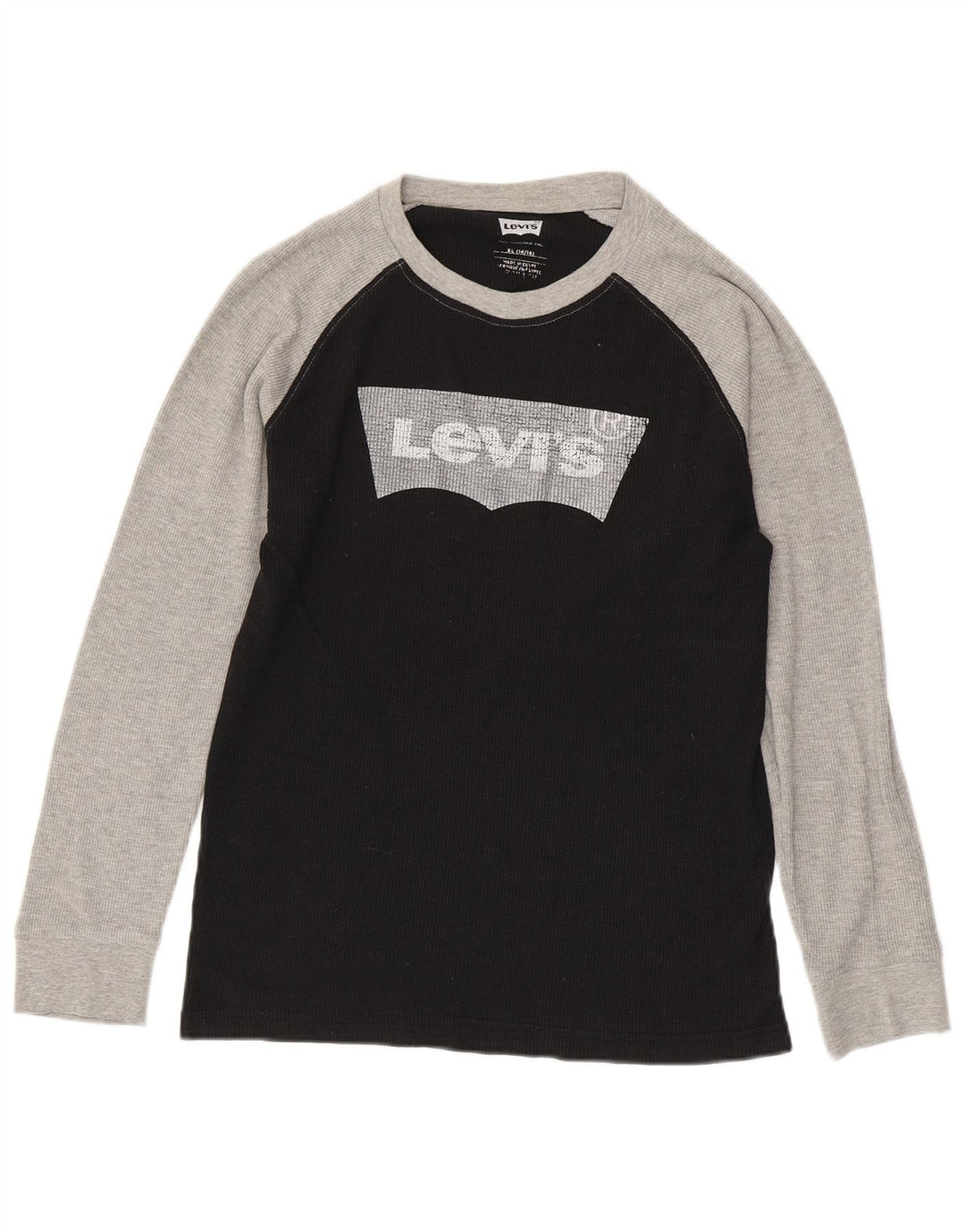 Chłopięcy top Levi's z grafiką, długim rękawem, 14-15 lat, XL, czarna, bawełniana w bloki kolorów