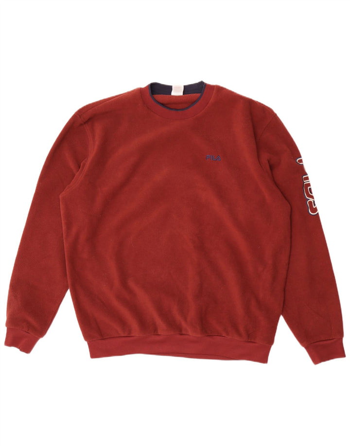 Męski sweter polarowy Fila z grafiką, duży, bordowy, poliester