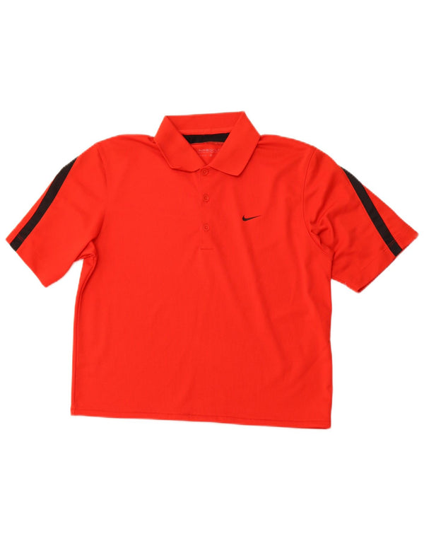 Damska koszulka polo NIKE Dri Fit UK 10, mała, czerwona, z blokami kolorów