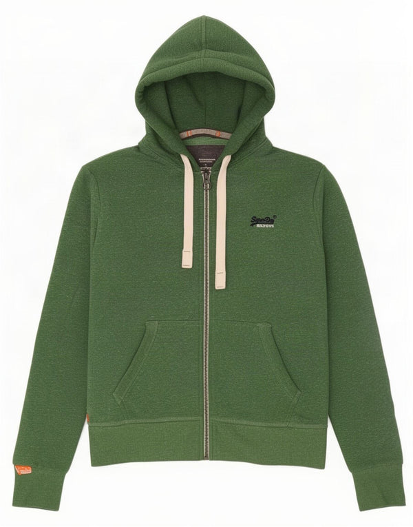 Męski sweter z kapturem i zamkiem Superdry, średni zielony poliester w cętki