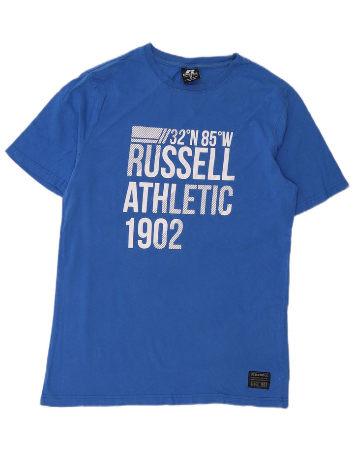 Męska koszulka z grafiką RUSSELL ATHLETIC Top, średnia niebieska, bawełniana