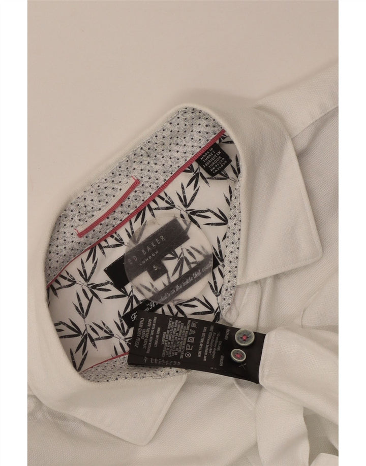 Koszula męska z krótkim rękawem Ted Baker, rozmiar 5 XL, biała, bawełniana