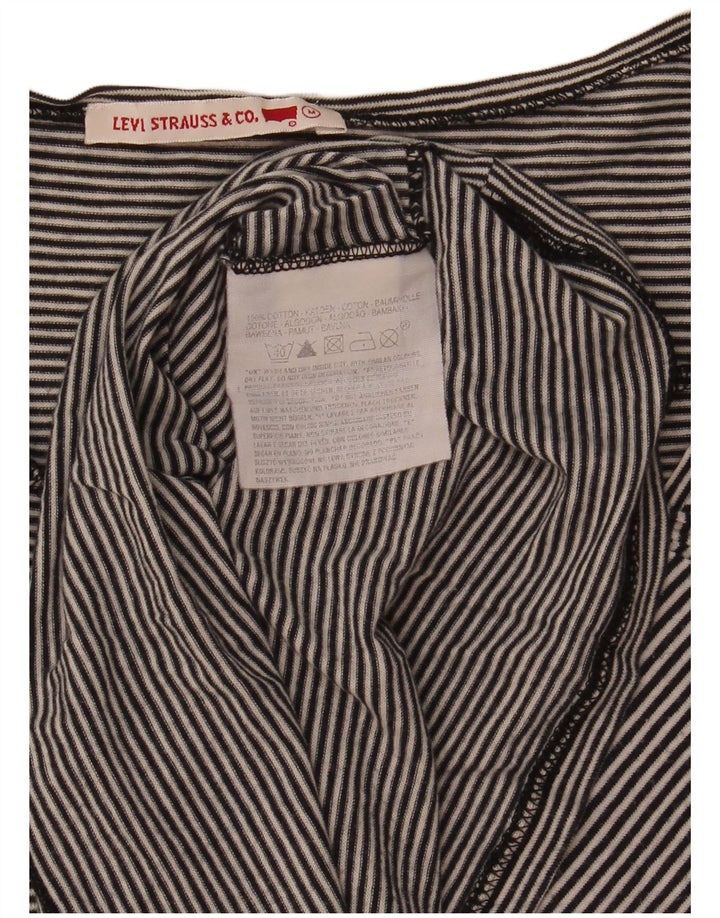 Damski top Levi's z długim rękawem, UK 14, średniej wielkości, czarny, bawełniany w paski