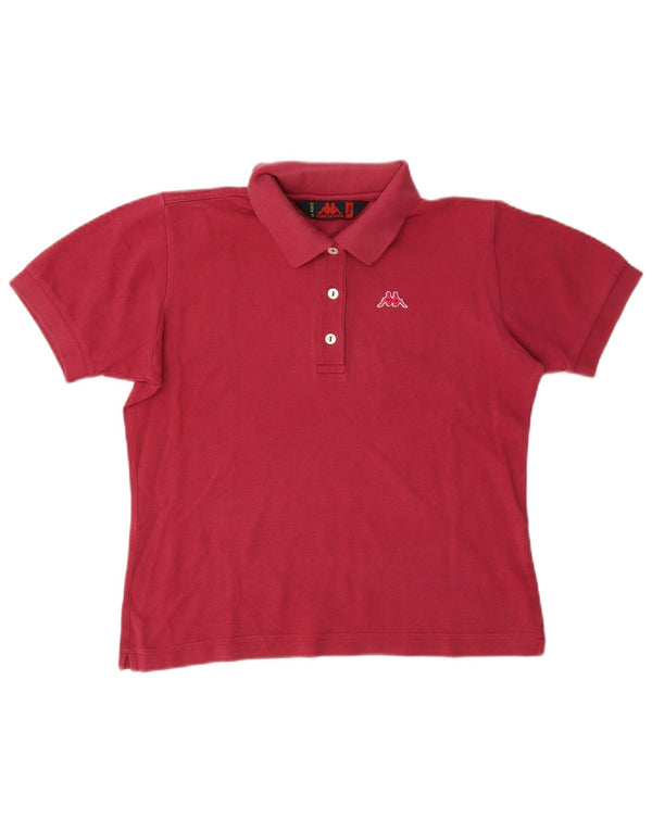 Damska koszulka polo Kappa, krótka, UK 10, mała, bordowa, bawełniana