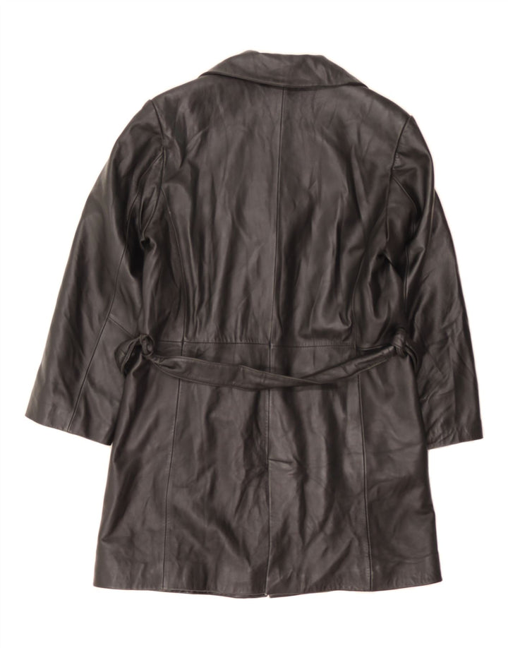 VINTAGE Womens Leather Coat IT 44 Medium Black Leather Vintage Vintage and Second-Hand Vintage from Messina Hembry 
