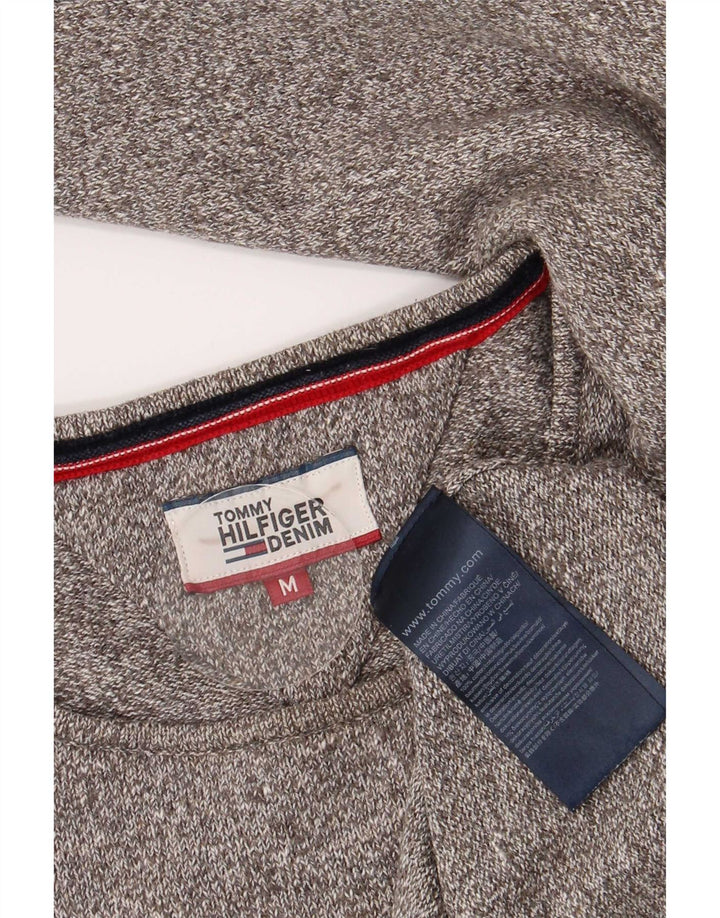 Męski sweter z okrągłym dekoltem Tommy Hilfiger Średnioszary, bawełniany nakrapiany