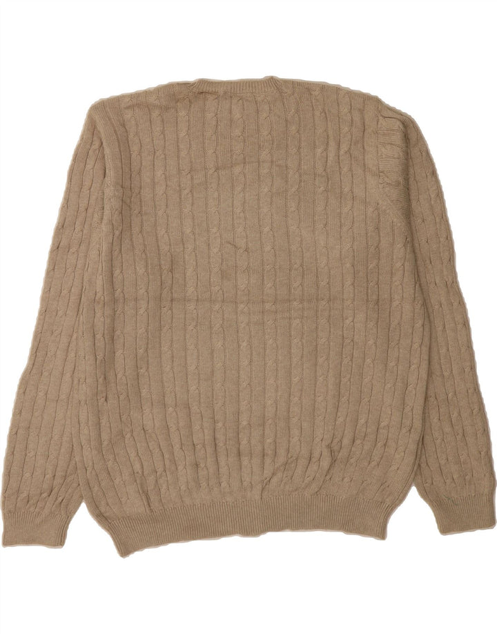 IZOD Mens Crew Neck Jumper Sweater 2XL Beige Cotton Vintage Izod and Second-Hand Izod from Messina Hembry 