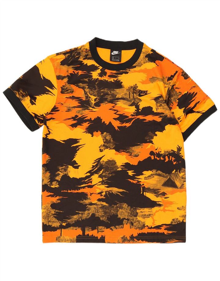 T-shirt męski Nike, mały, pomarańczowy, kamuflaż, poliester
