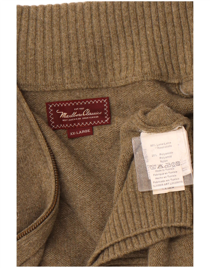 Marlboro Classics Męski sweter kardigan 2XL Wełna khaki