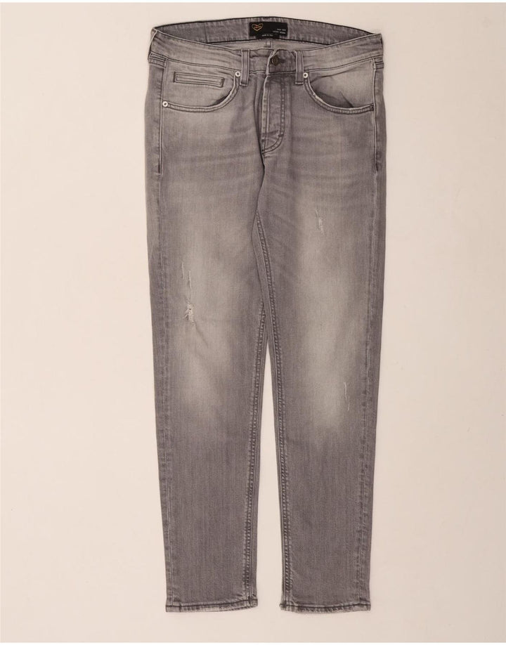 POP 84 Męskie jeansy slim w trudnej sytuacji W33 L29 Szara bawełna