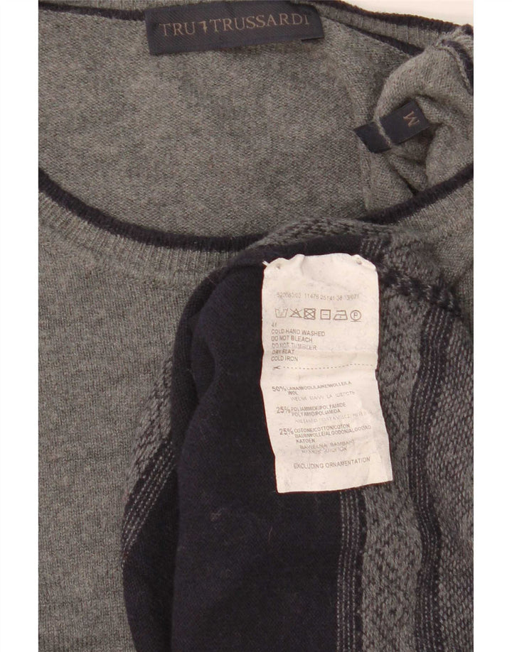 Męski sweter Trussardi z dekoltem w łódkę, średni granat, blok kolorów