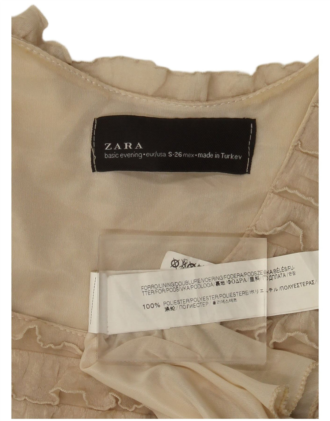 Damska wielowarstwowa sukienka bez rękawów Zara UK 8 Small Beżowy poliester