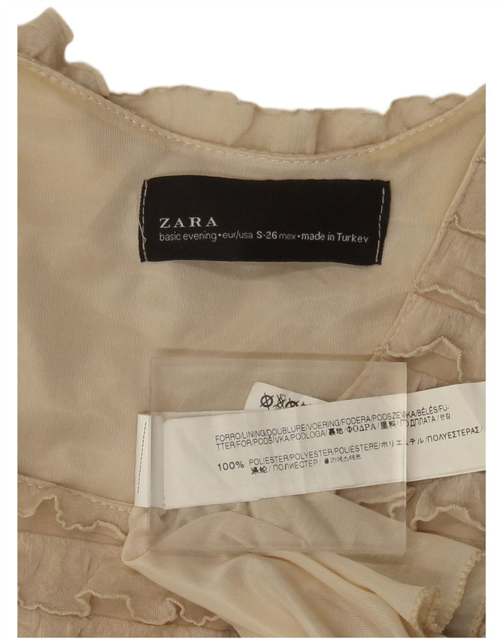 Damska wielowarstwowa sukienka bez rękawów Zara UK 8 Small Beżowy poliester
