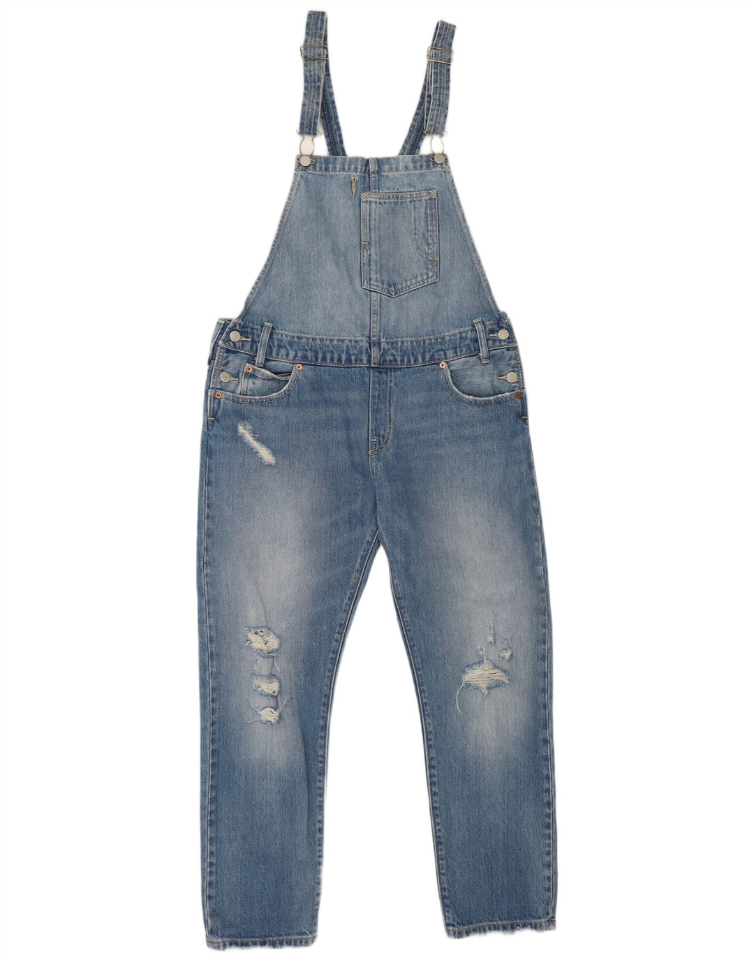 Damskie ogrodniczki Levi's w trudnej sytuacji, proste dżinsy, średnie W36 L27 niebieskie