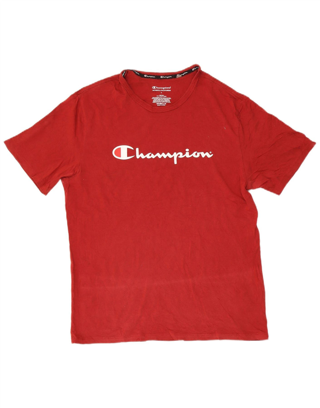 Męski T-shirt Champion z grafiką, duży, czerwony, bawełniany