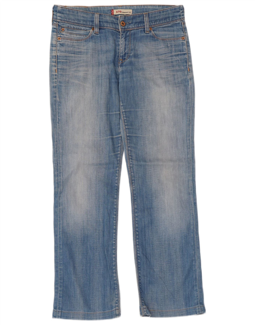 Damskie jeansy Levi's 570 Straight W34 L29 Niebieskie bawełniane